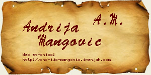 Andrija Mangović vizit kartica